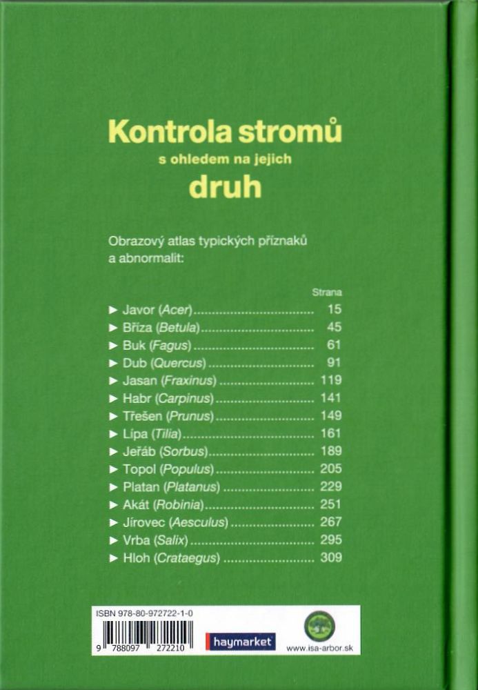 Kontrola stromů s ohledem na jejich druh - zadná strana